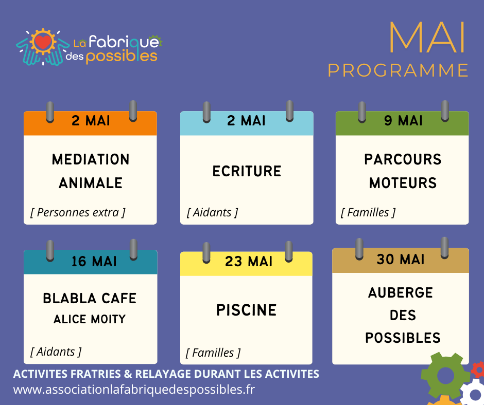 Programme de mai pour mettre sur le site en mai